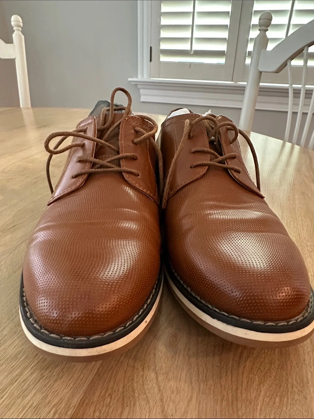 Nine West Men's Tan Leather Derby Oxfords